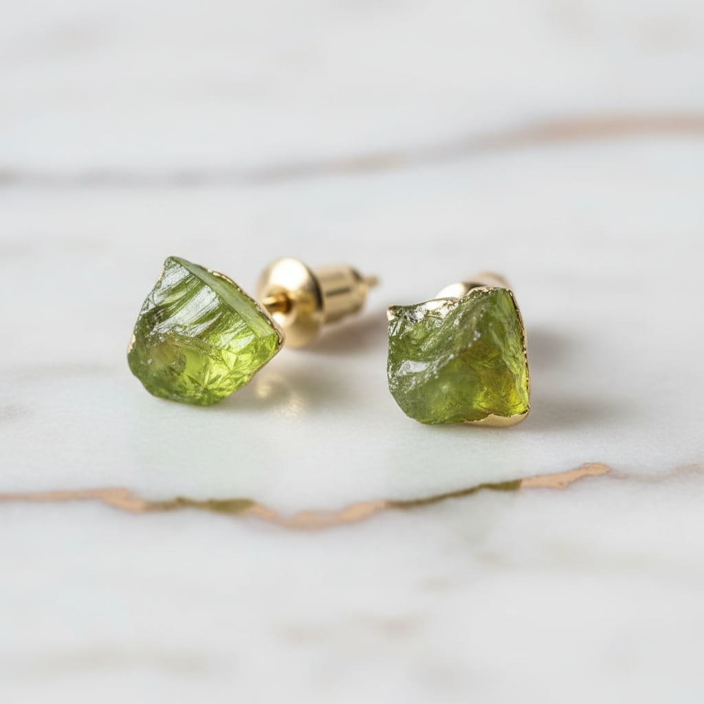 Peridot Ohrstecker Gold Edelstein Schmuck CrystalScents