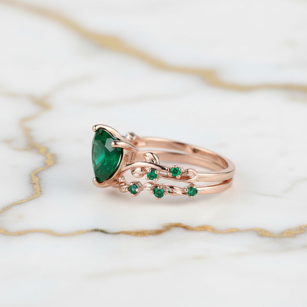 Ring – 2-teilig mit grünem Herz CrystalScents