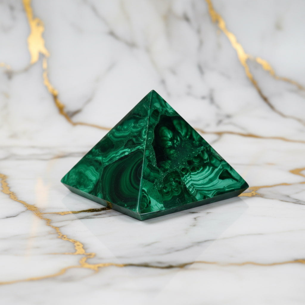 Malachit Pyramide – Naturmuster in geometrischer Form CrystalScents