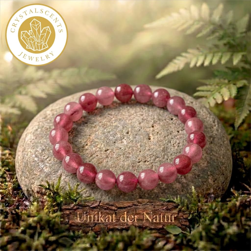 Erdbeerquarz Kugelarmband – Optimismus & Freude