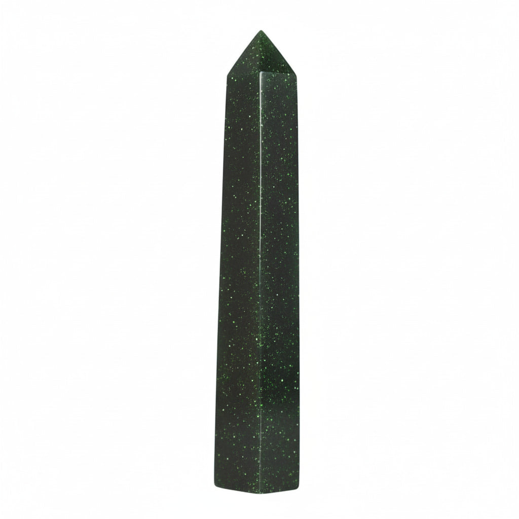Goldfluss Obelisk Grün – Funkelnde Energie & Eleganz CrystalScents