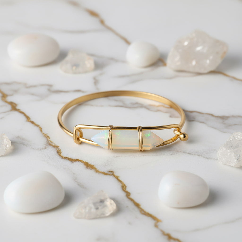 Opalit Armreif - Schimmernder Doppelender