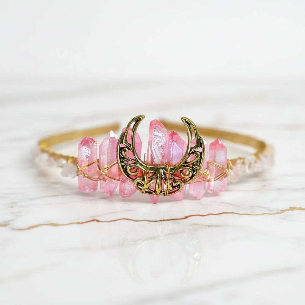 Rosenquarz Tiara - Für besondere Anlässe