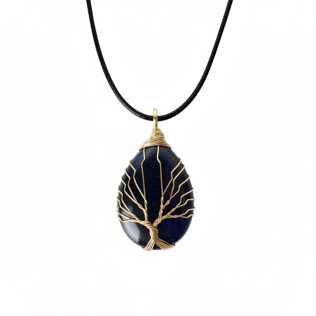 Blaufluss Halskette - Goldene Verzierung CrystalScents