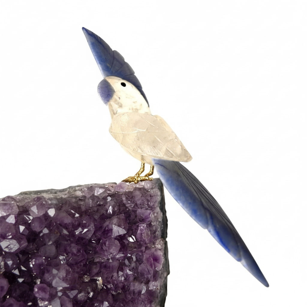 Amethystdruse – Mit Bergkristall Vogel CrystalScents