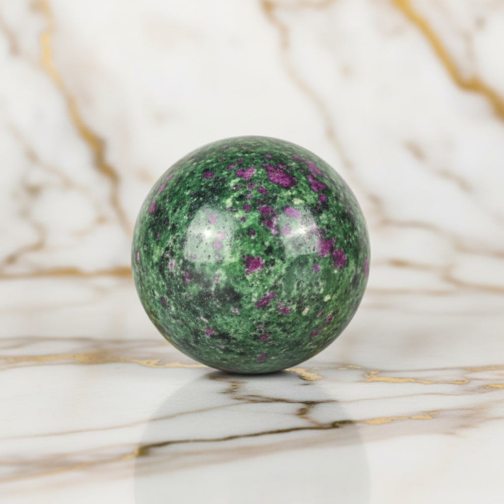Mini Rubin Zoisit Kugel – Lebensfreude & Energie CrystalScents