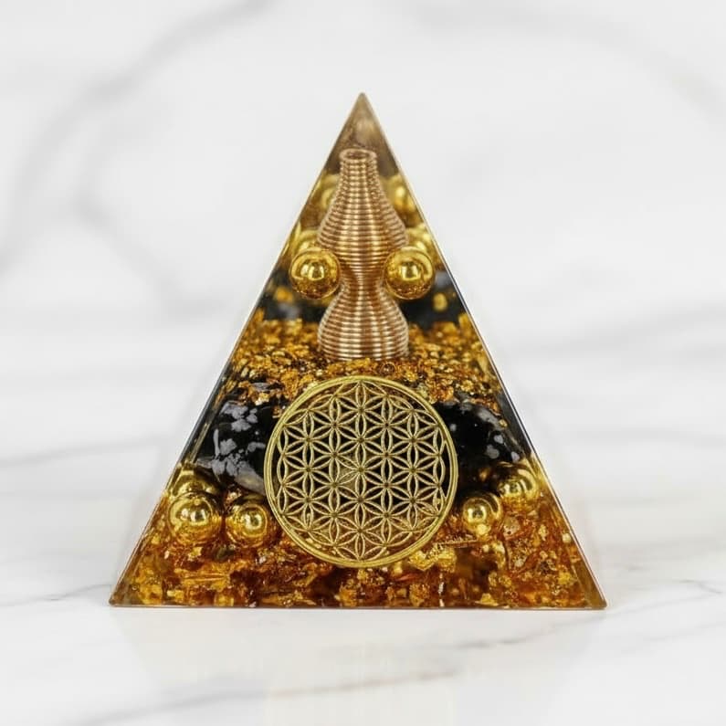 Orgonit Pyramide - Schneeflocken Obsidian