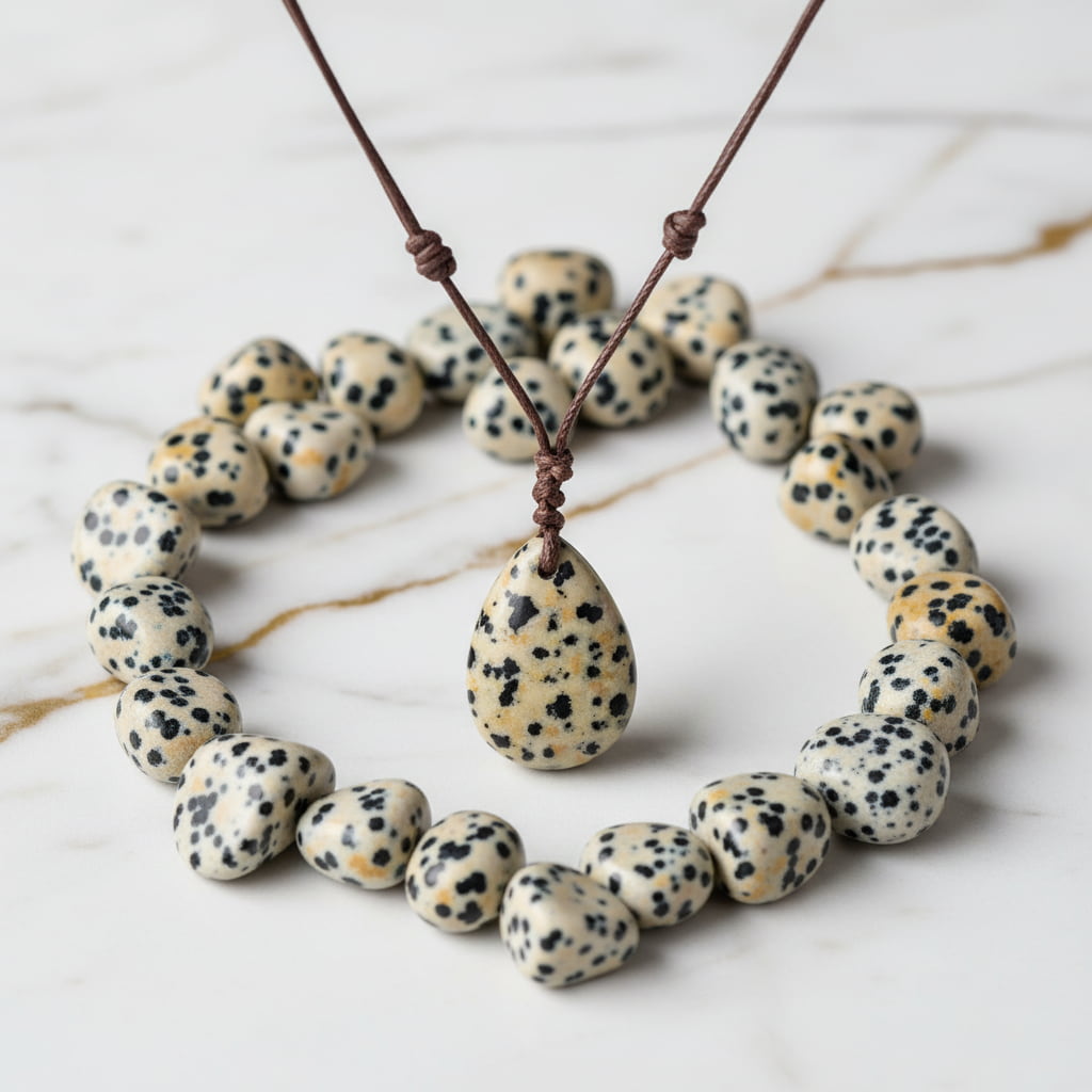 Jaspis Halskette - Dalmatiner Anhänger