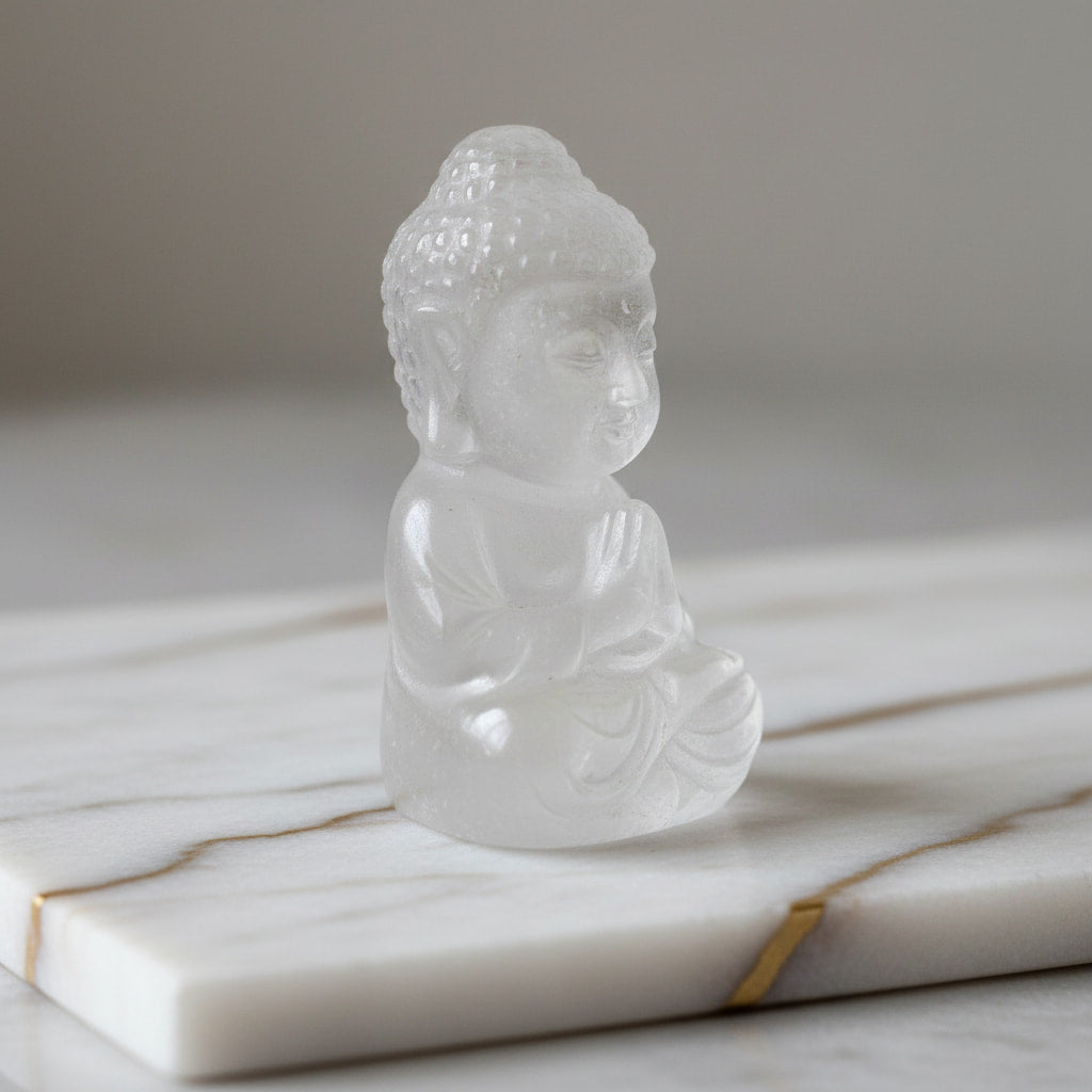 Bergkristall – Buddha Figur als zartes Kristallobjekt
