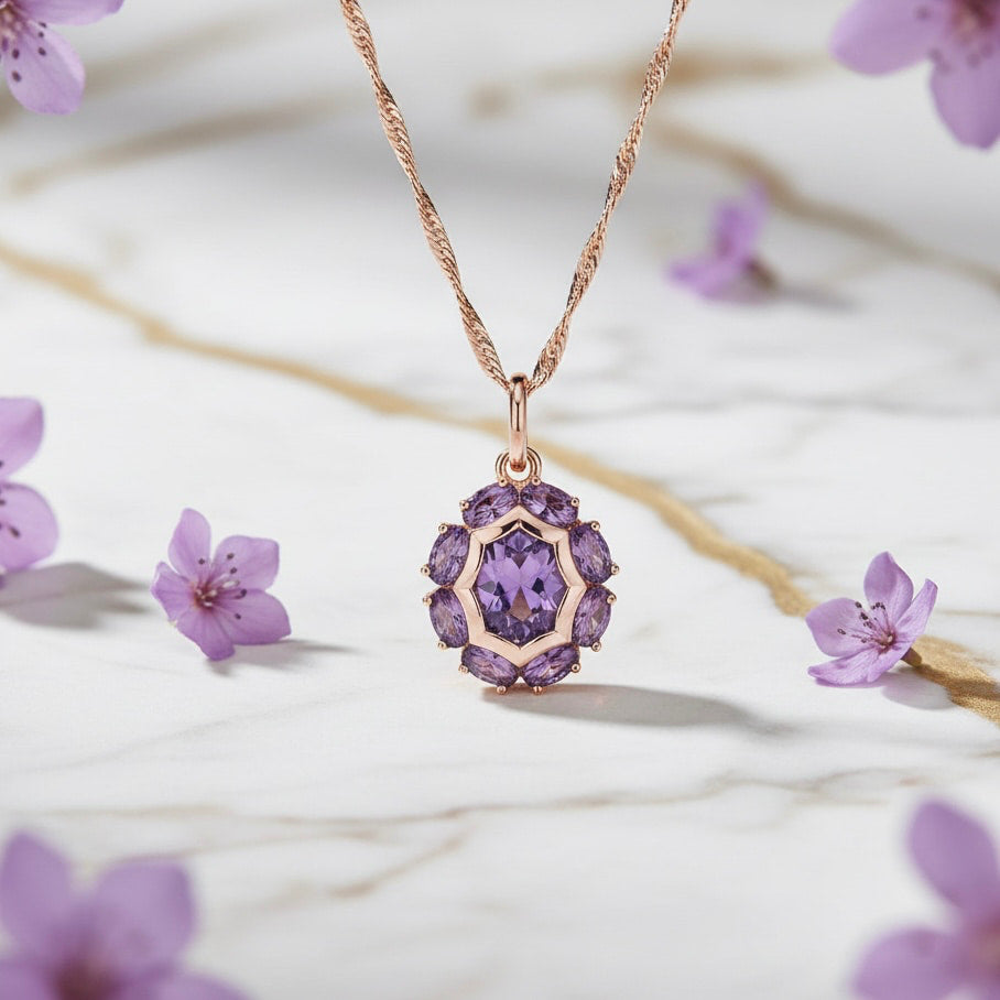 Goldkette – Mit lila Anhänger für besondere Ausstrahlung CrystalScents