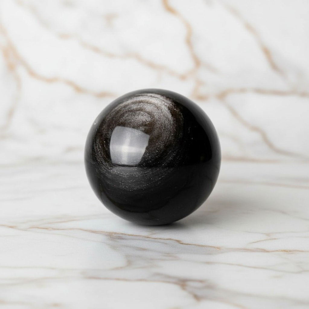 Silber Obsidian Kugel – Silber Schimmer CrystalScents