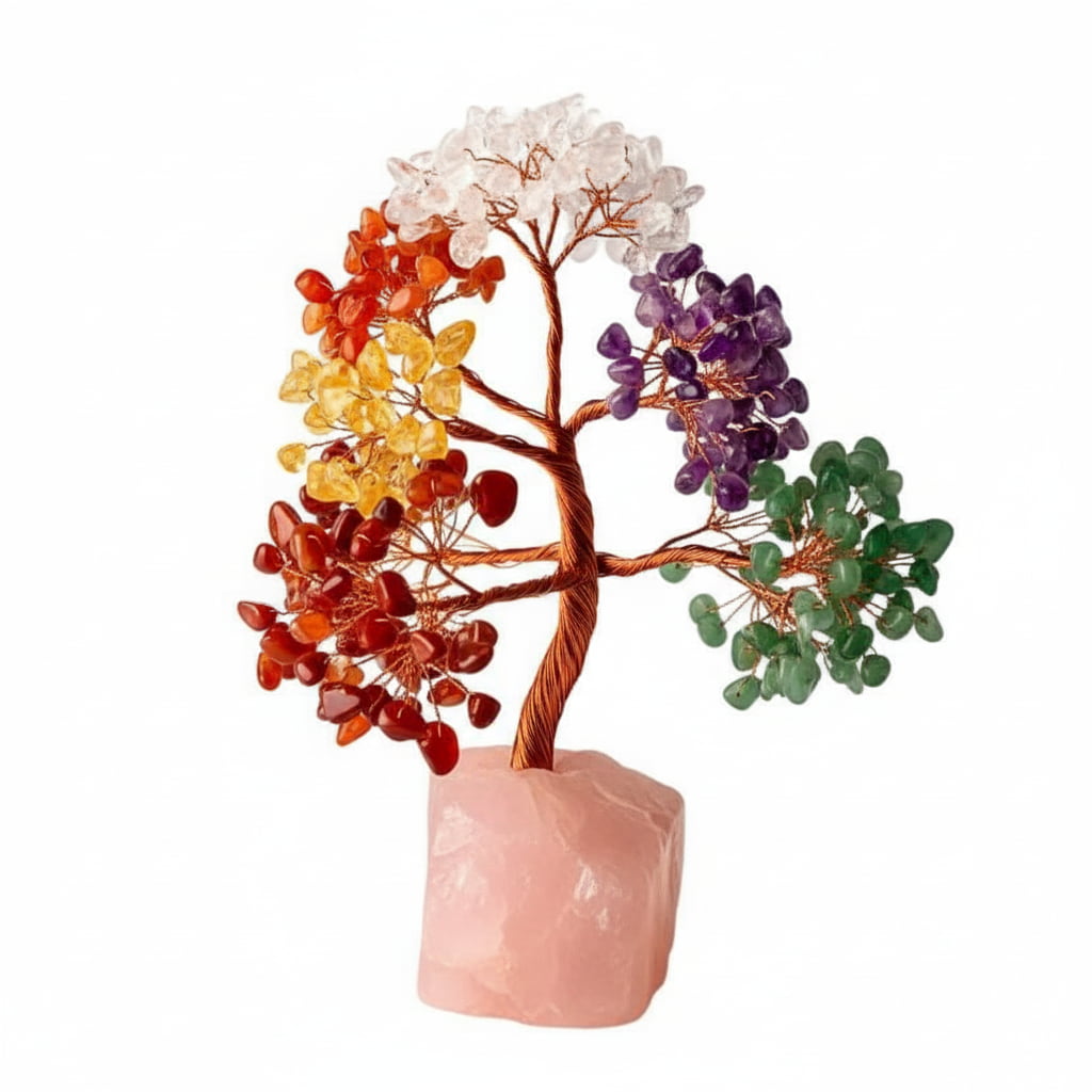 Rosenquarz Chakra Baum - Rosenquarzsockel CrystalScents