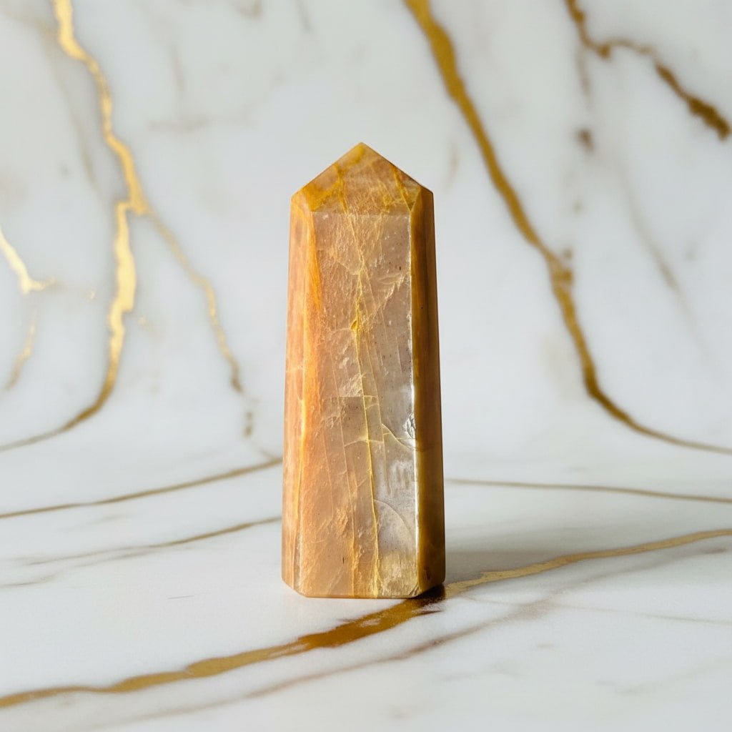 Mondstein Obelisk – Wärme & Kraft CrystalScents