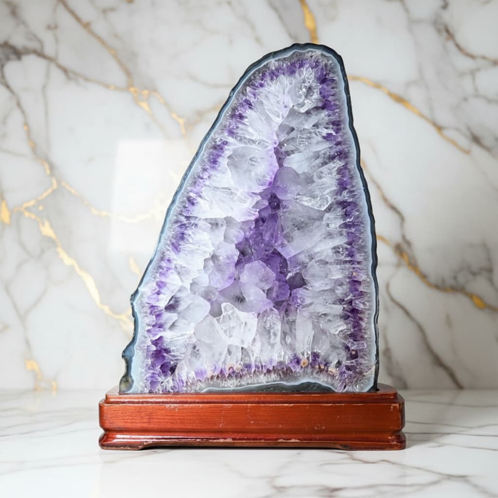 Sehr große Amethystdruse auf Podest – Erdung & Schönheit CrystalScents