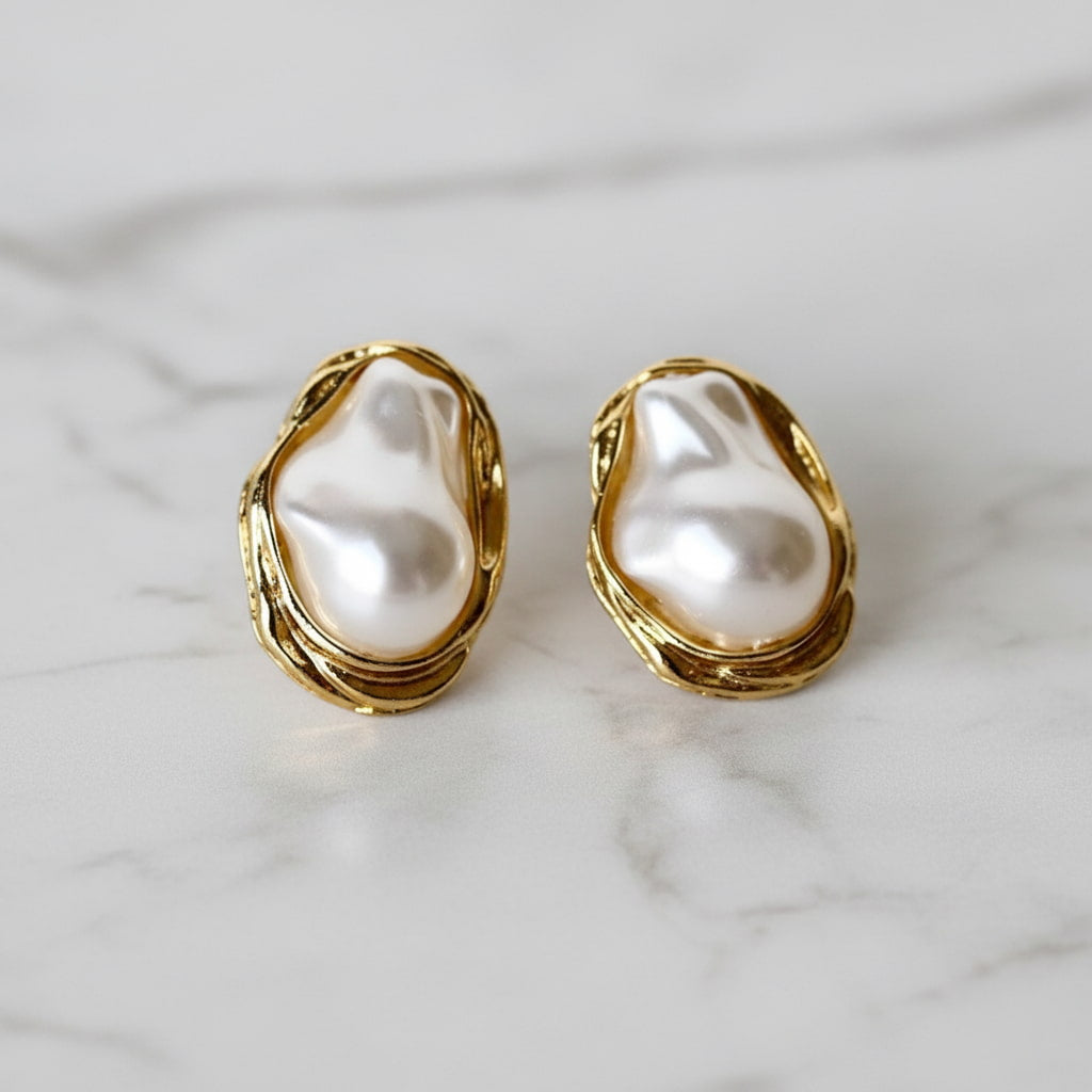 Ohrringe – Gold mit großen Perlen CrystalScents