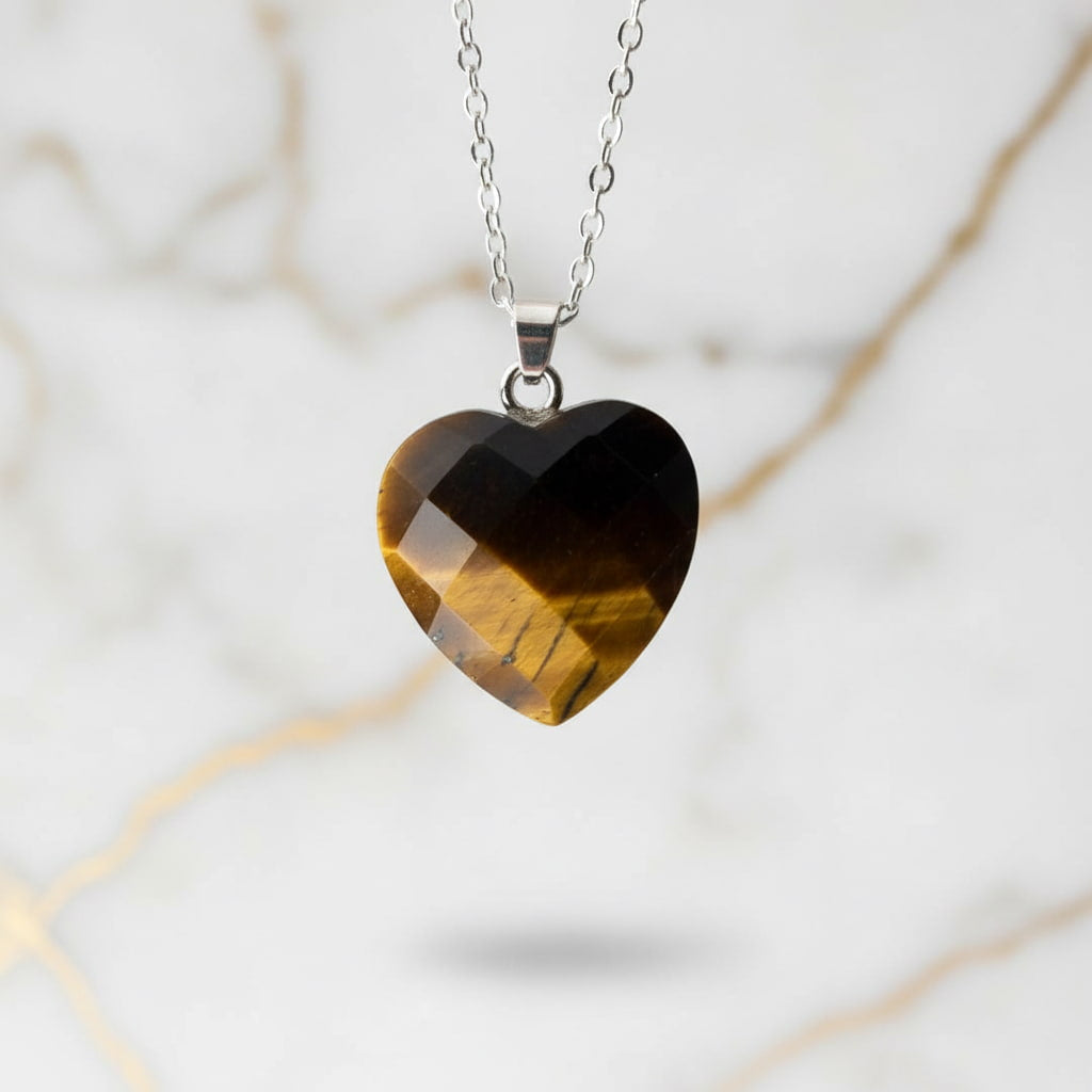 Tigerauge Halskette - Facettiertes Herz JETZT sichern CrystalScents