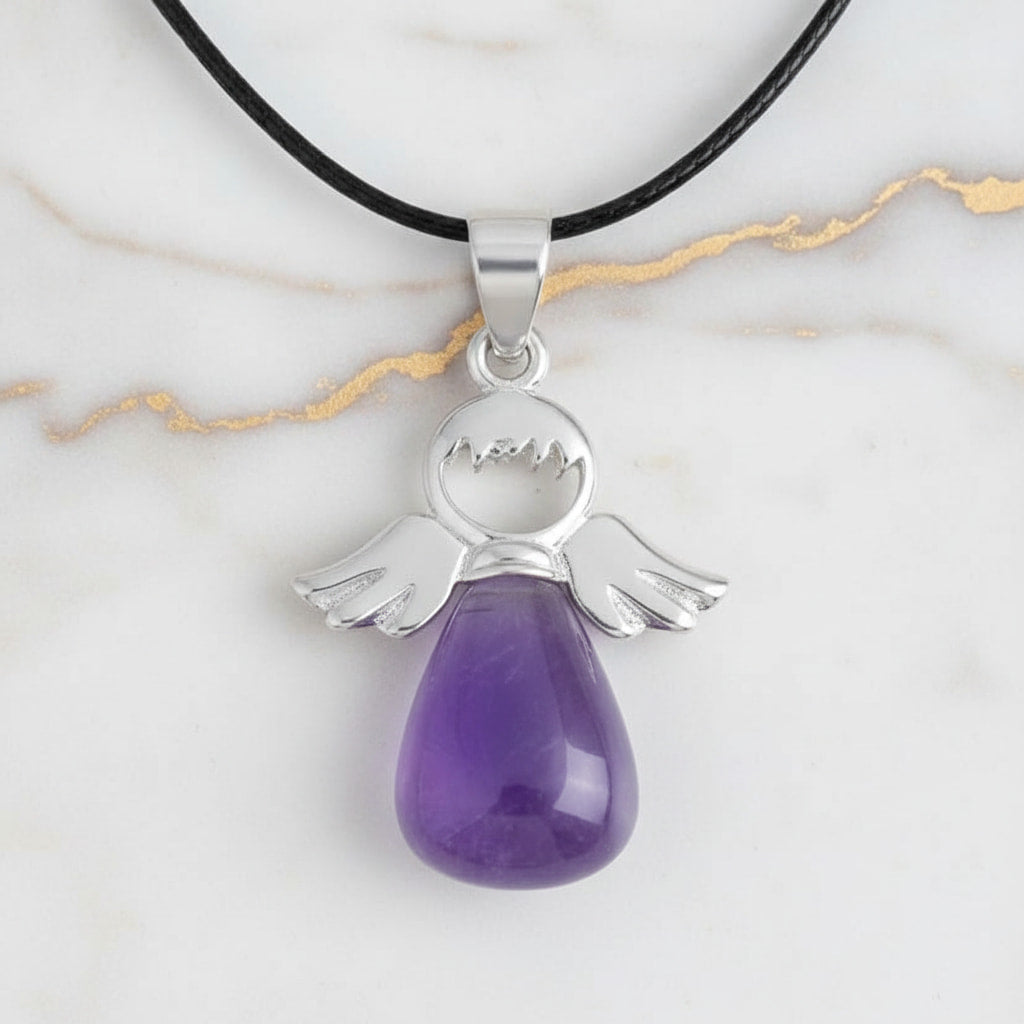 Amethyst Halskette – Engel Anhänger für Schutz & Harmonie CrystalScents
