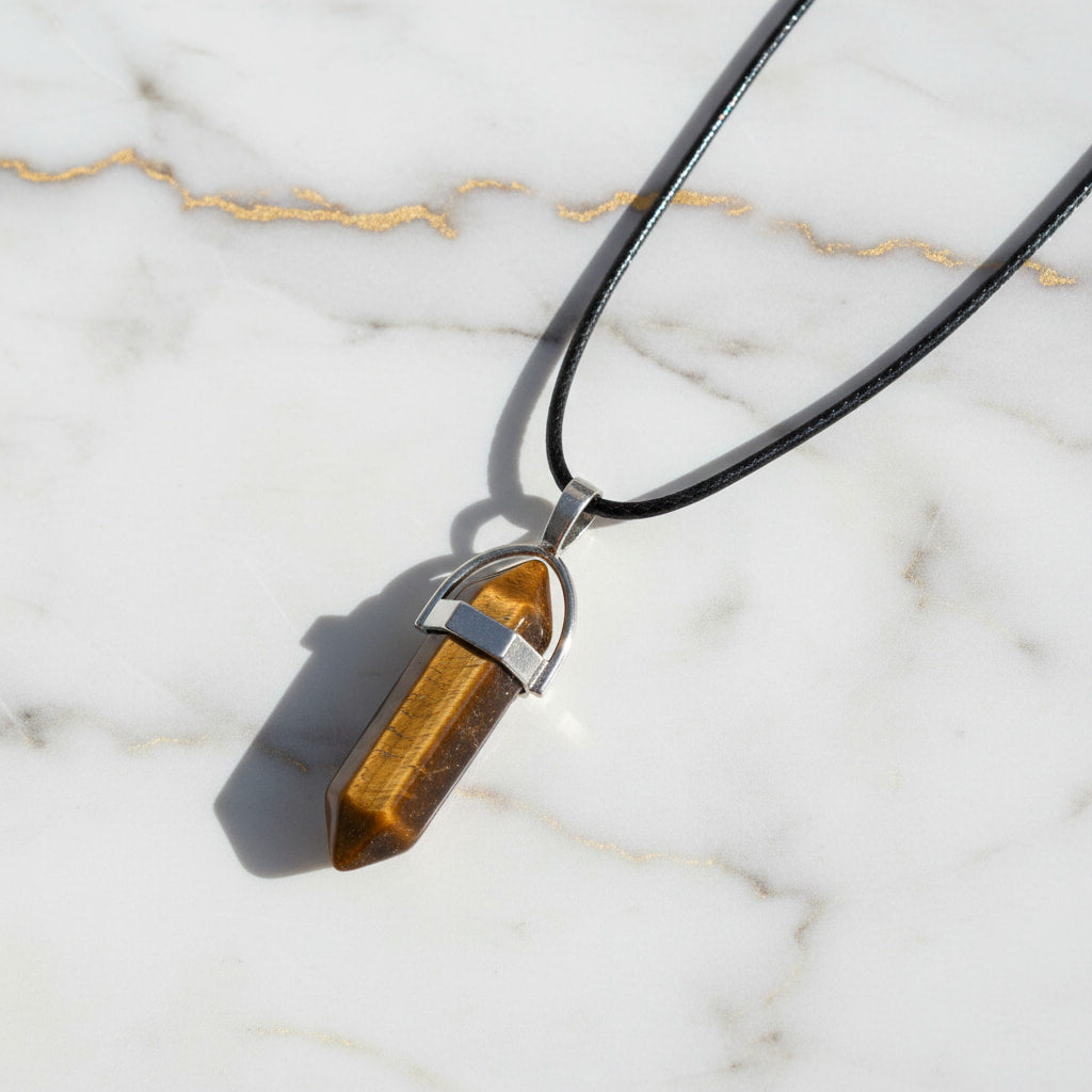 Tigerauge Halskette - Doppelender CrystalScents
