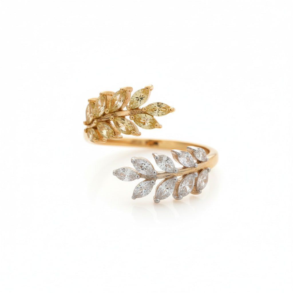 Ring mit offenem Blatt-Design in Champagner CrystalScents