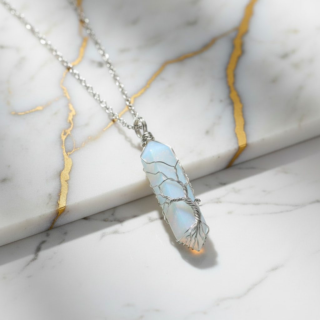 Opalit Halskette - Silberner Doppelender CrystalScents