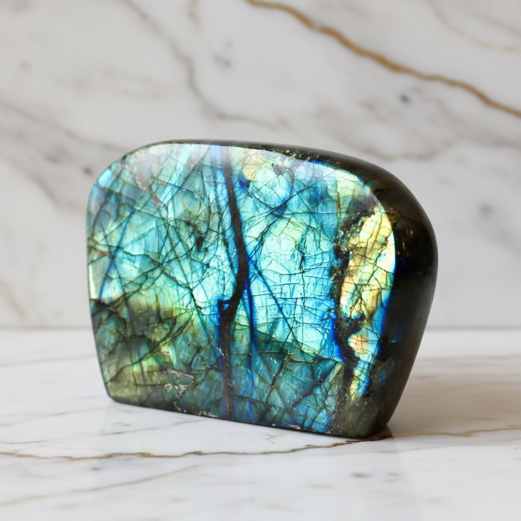 Große Labradorit Freiform – Naturjuwel mit intensiver Leuchtkraft CrystalScents