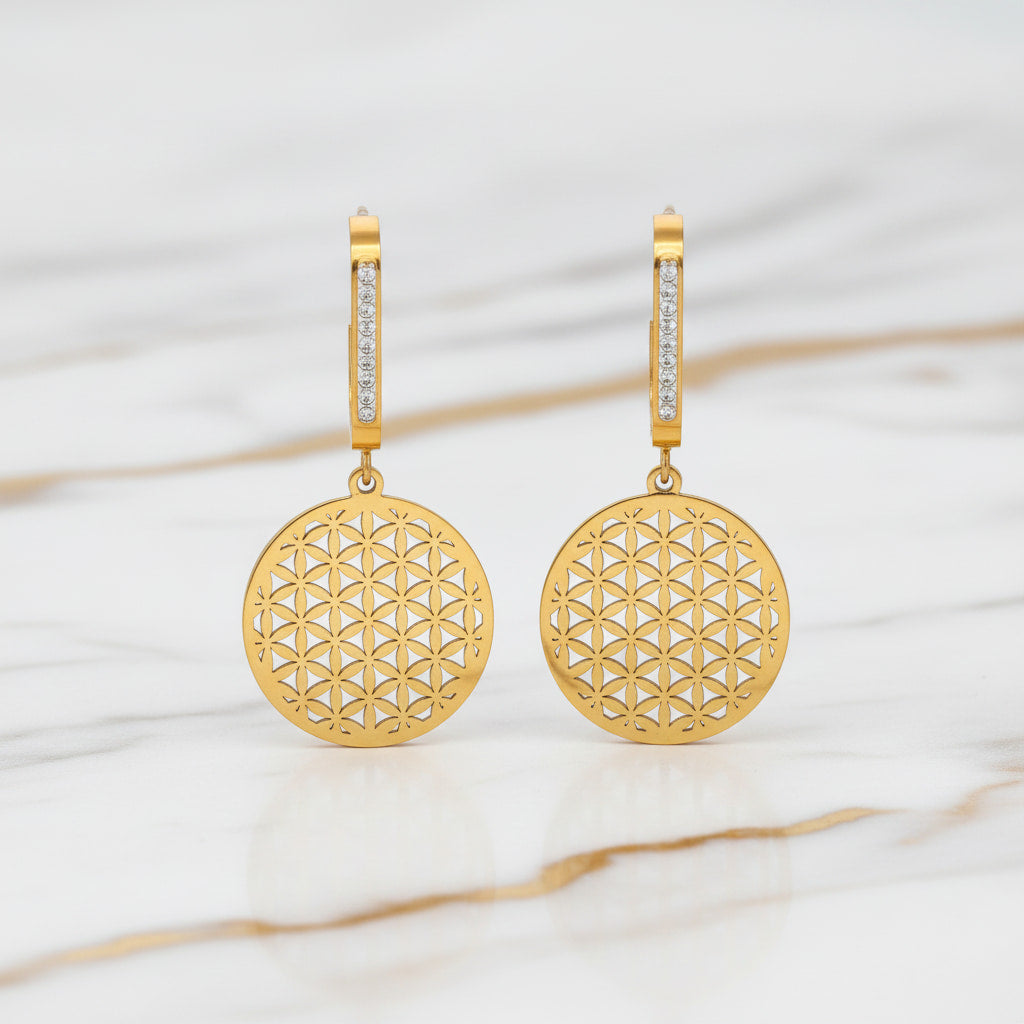 Ohrringe – Blume des Lebens mit Glanzdetails CrystalScents