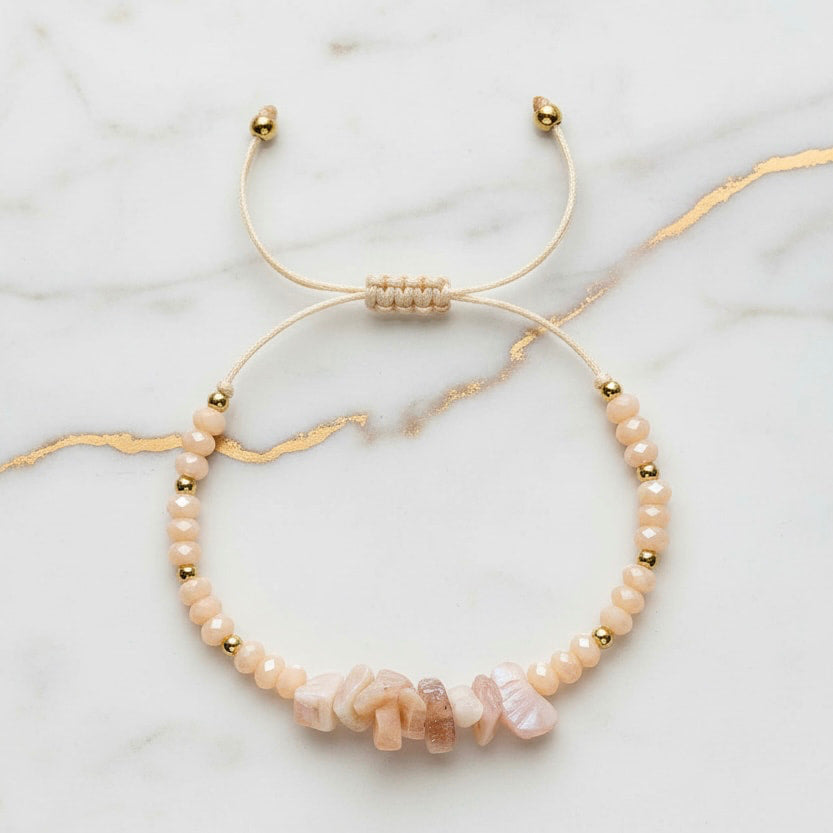 Pfirsich Mondstein Schutzarmband - Wärme & Glanz