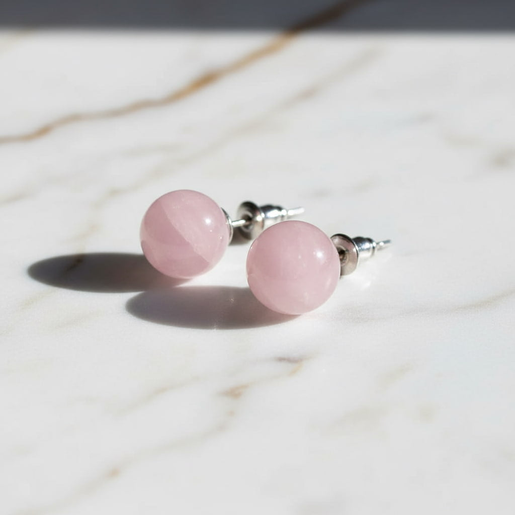 Ohrstecker mit Rosenquarz-Kugel