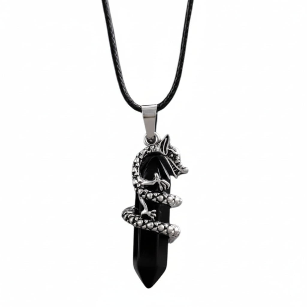 Obsidian Halskette - Doppelender Drache CrystalScents