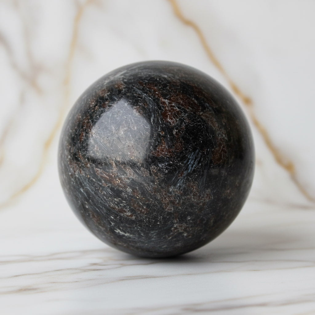 Große Granat Astrophyllit Kugel – Dekorstück für Räume CrystalScents