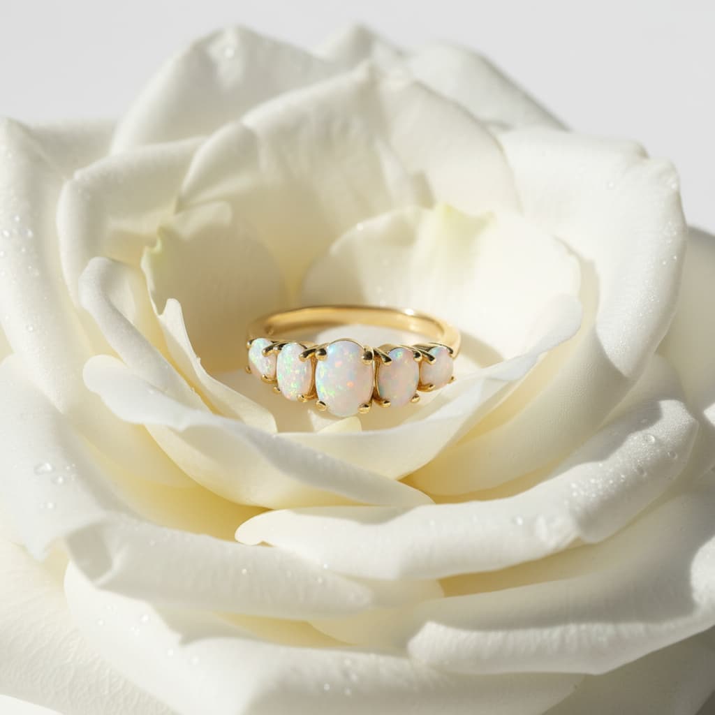 Ring mit fünf Opalen – elegantes Schmuckstück voller Farbspiel CrystalScents