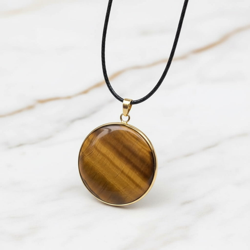 Tigerauge Halskette - Schimmernde Scheibe JETZT sichern CrystalScents