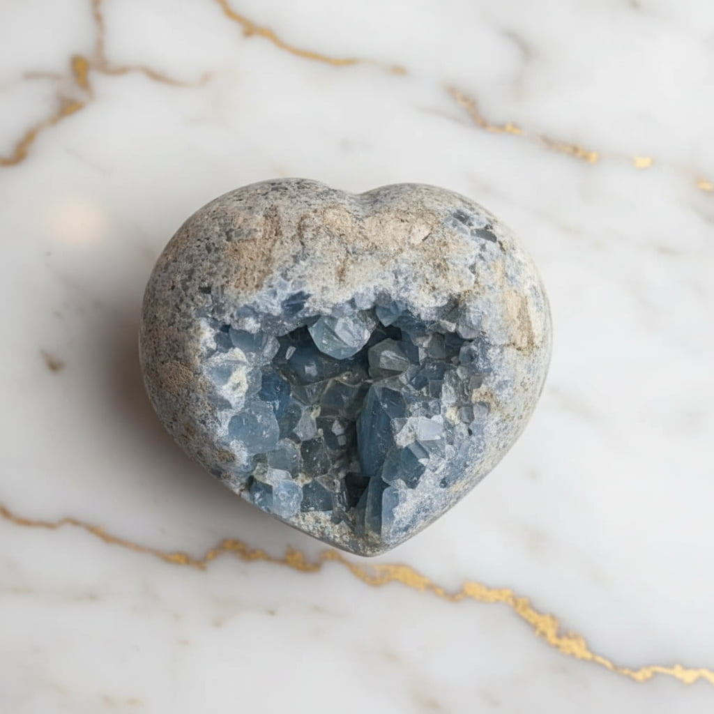 Großes Celestit Herz – Zartes Himmelblau für innere Ruhe CrystalScents