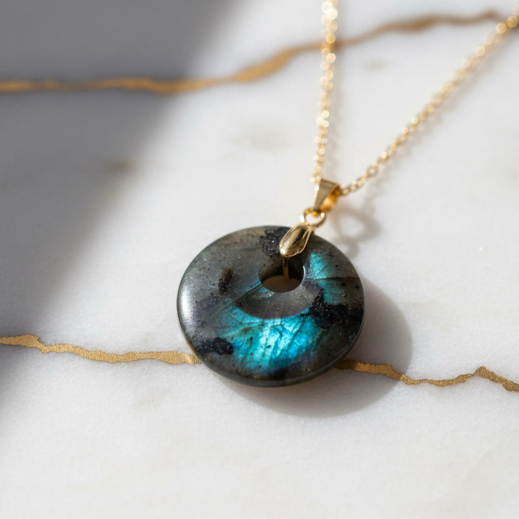 Labradorit Halskette - Rundes Design