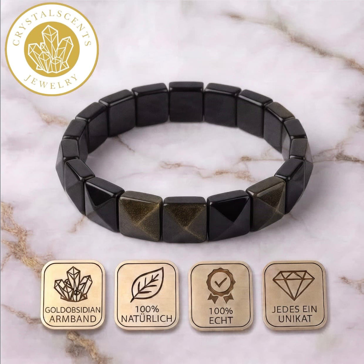 Gold Obsidian Armband - Magische Tiefe