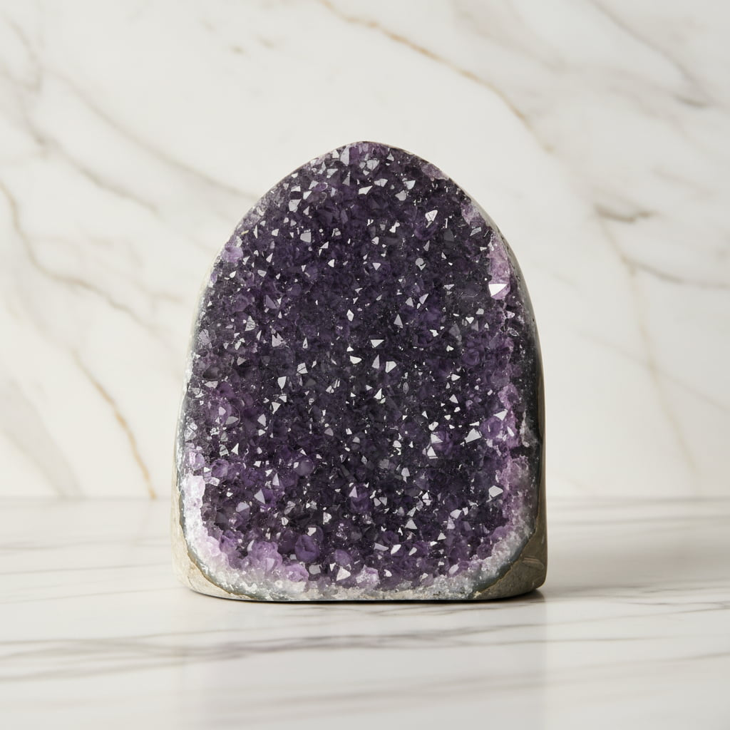 Amethystdruse mit funkelnden Spitzen – Dekoratives Highlight