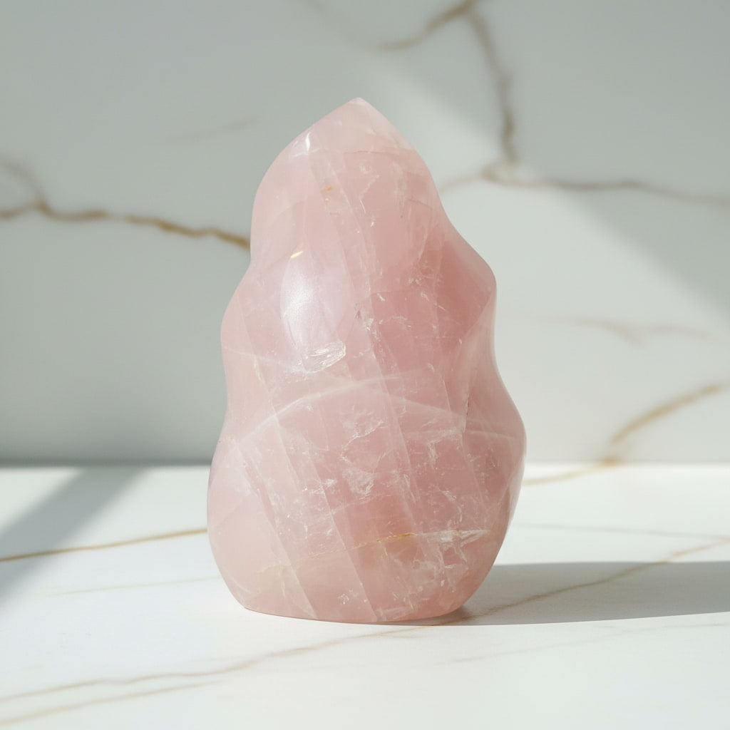 Große Rosenquarz Flamme – Ausdrucksstarkes Naturjuwel CrystalScents