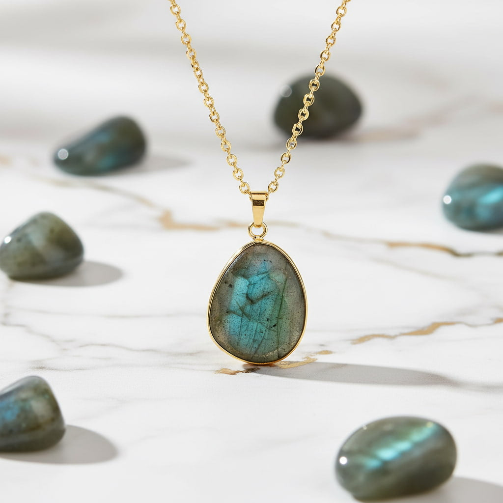 Labradorit Goldkette – Leuchtender Anhänger CrystalScents