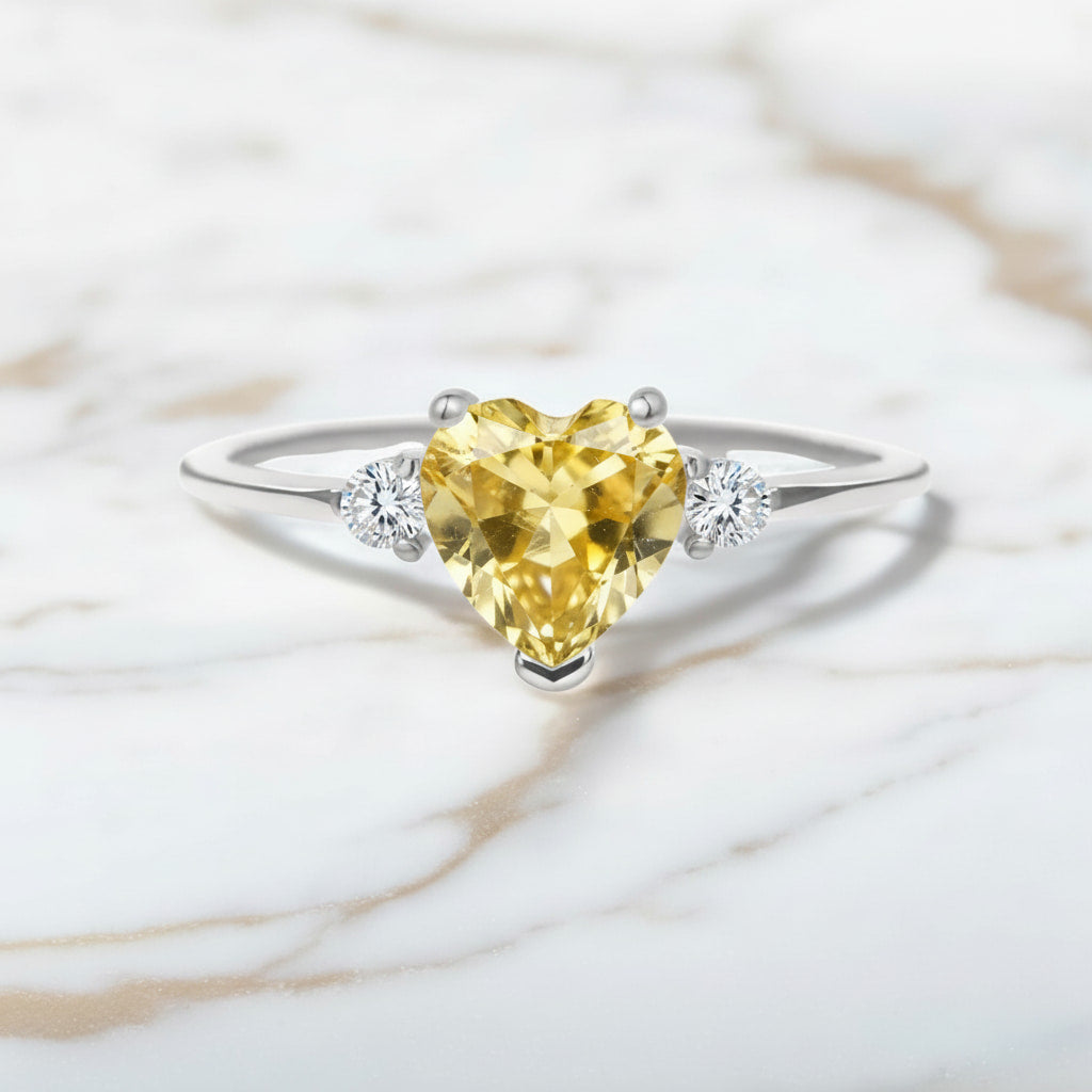 Citrin Ring - Strahlendes Herz