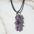 Amethyst Halskette – Doppelender mit Drachenmotiv CrystalScents
