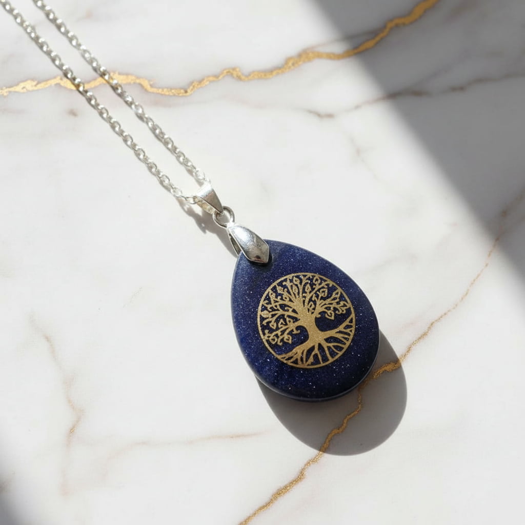 Blaufluss Halskette „Baum des Lebens“ CrystalScents