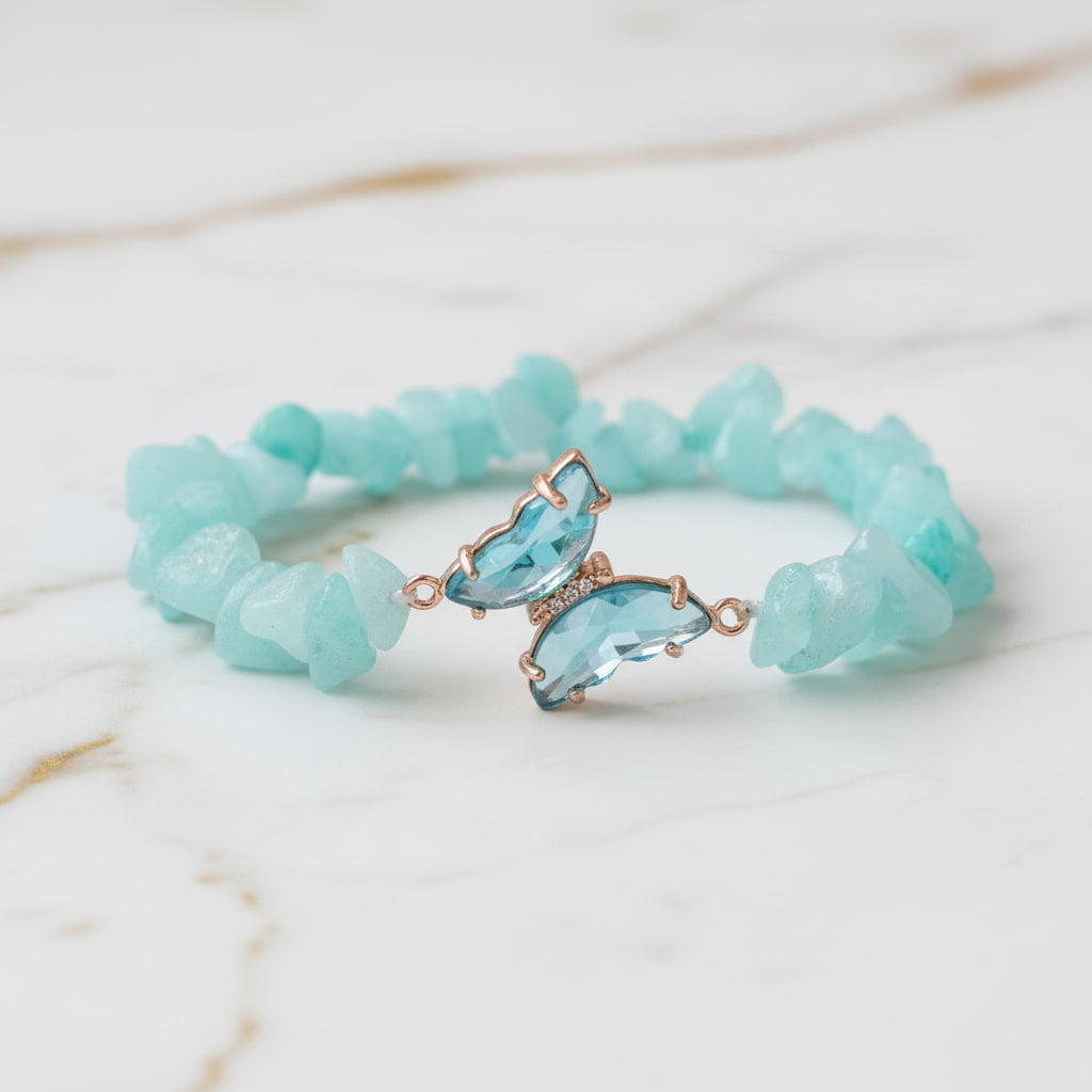 Amazonit Splitterarmband - Schmetterling CrystalScents