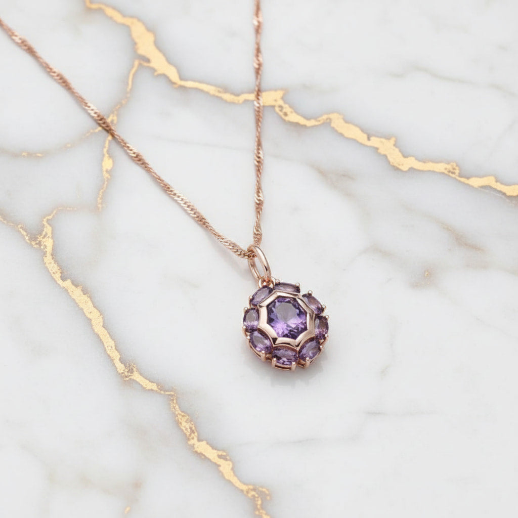 Goldkette – Mit lila Anhänger für besondere Ausstrahlung CrystalScents