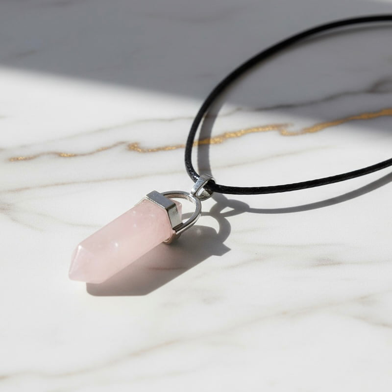 Rosenquarz Halskette - Doppelender