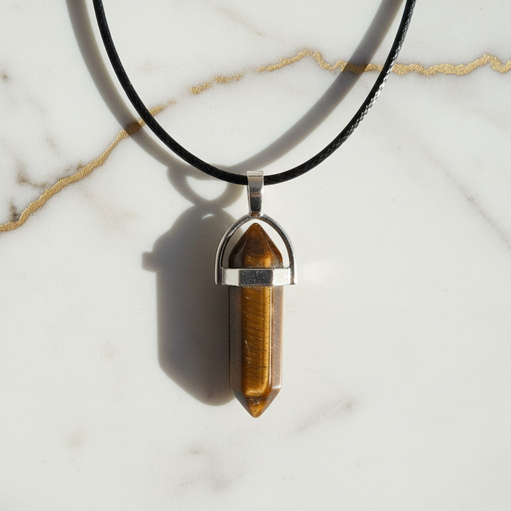 Tigerauge Halskette - Doppelender CrystalScents