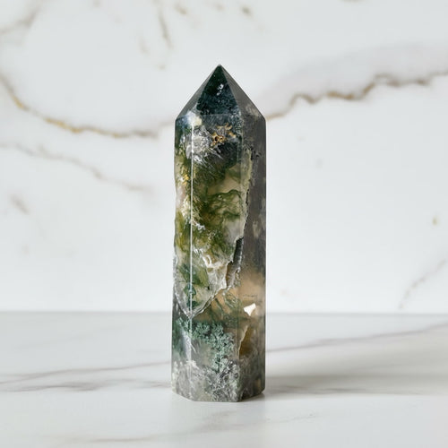 Moosachat Obelisk – Ruhe & Stärke CrystalScents