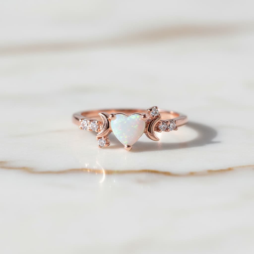Opal Ring Herzform – Romantische Akzente