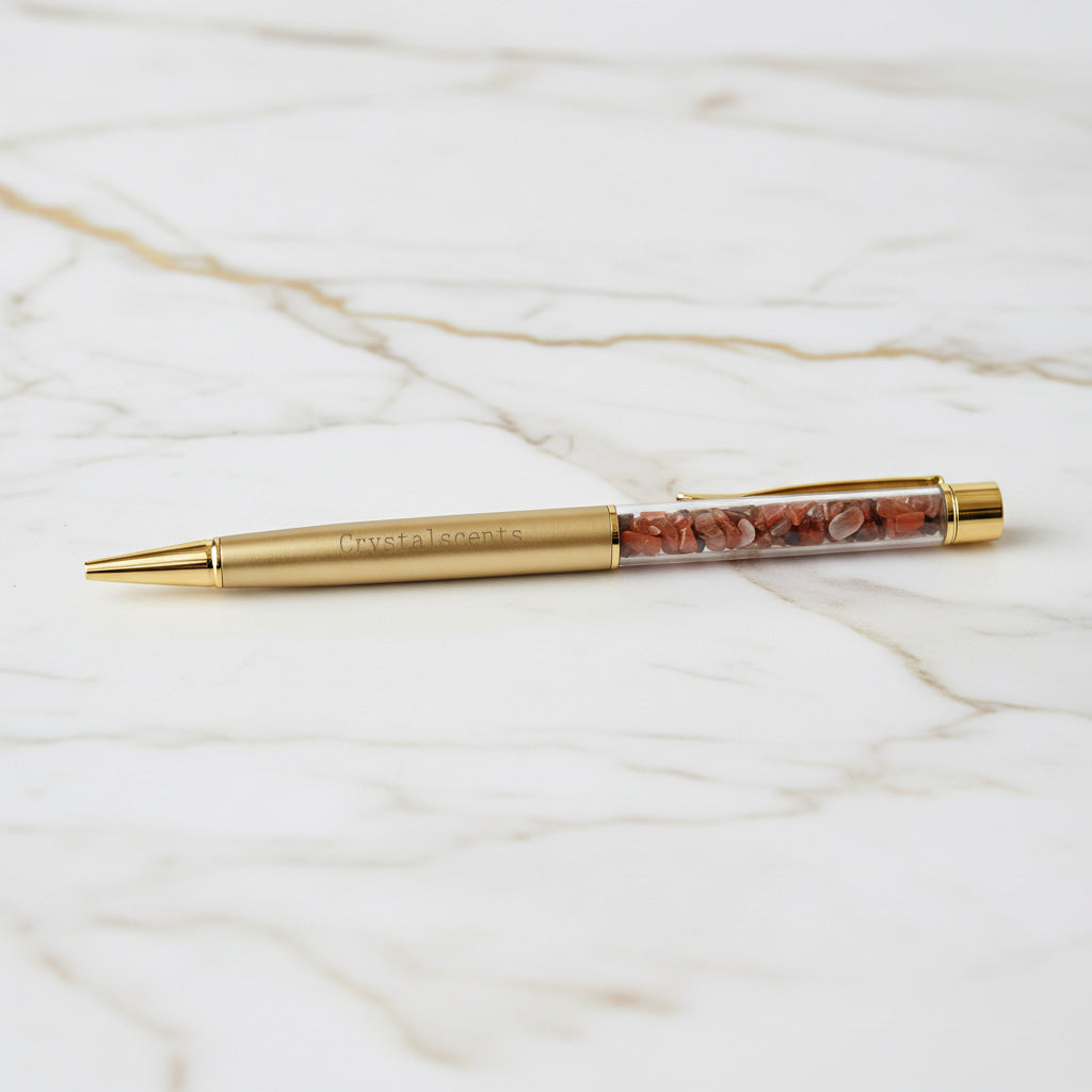 Roter Achat Kristallstift - Goldene Eleganz CrystalScents