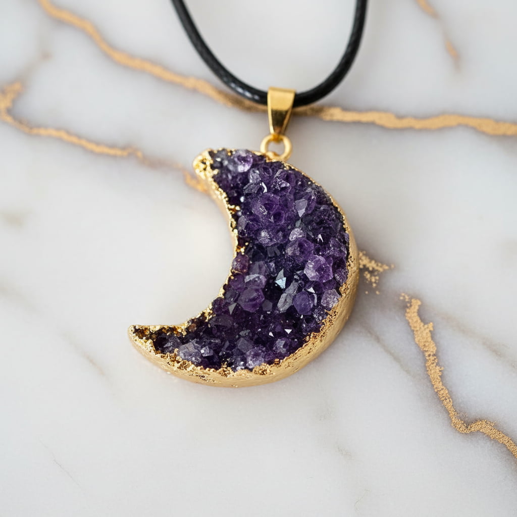 Amethyst Halskette – Cluster Mond für Eleganz & Ausstrahlung CrystalScents