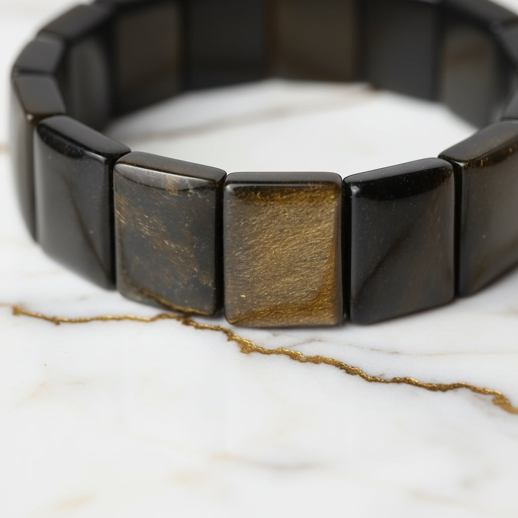Gold Obsidian – Breites Armband mit magischem Schimmer CrystalScents
